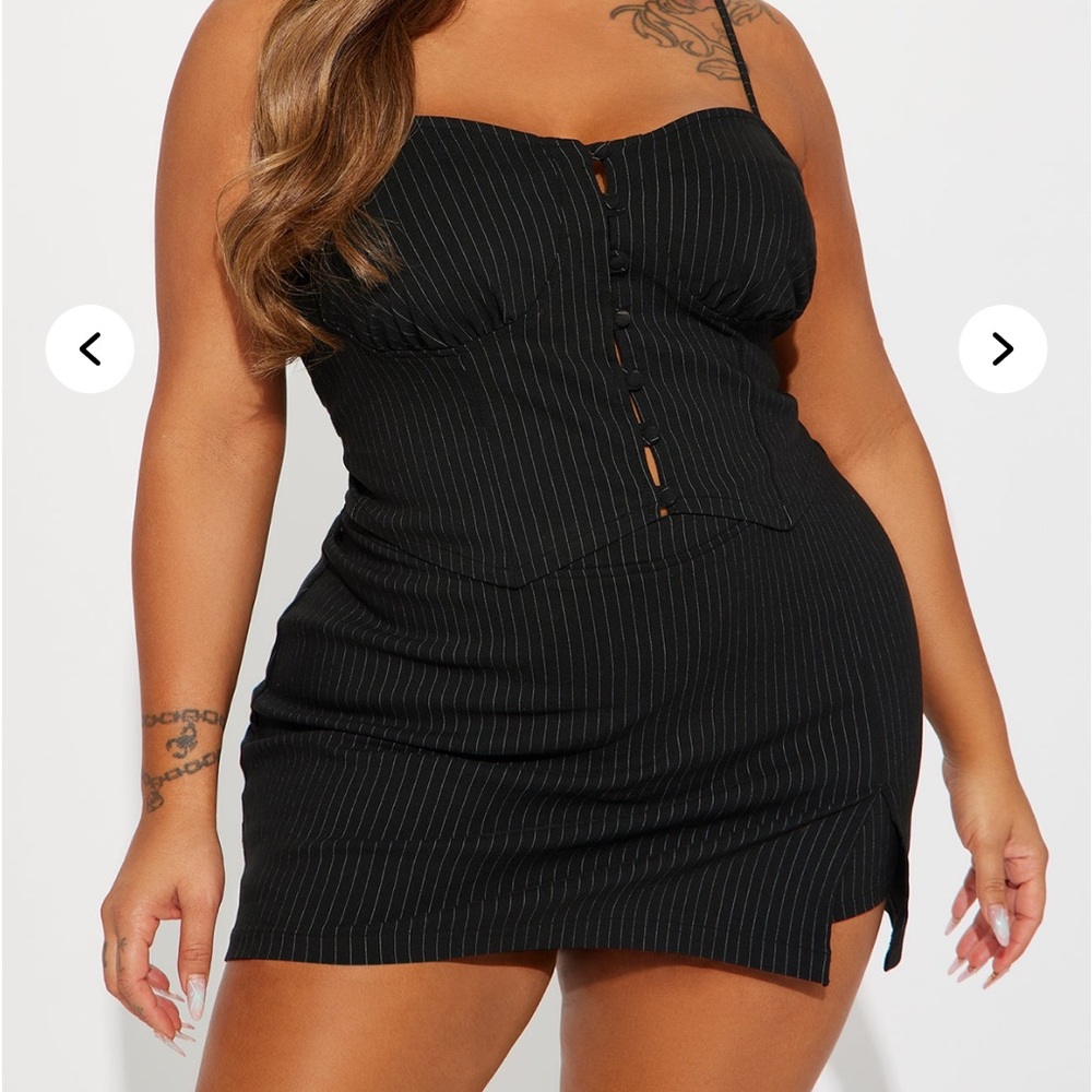 Fashion Nova Black Pinstripe Mini Skirt